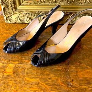 🖤Vintage Bruno Magli Black Leather SlingbackHeels